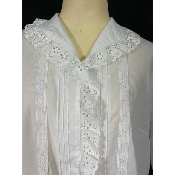 Vintage Original Alpen Trachten White Blouse, Eyelet Ruffle and Trim Plus Size - Picture 2 of 8